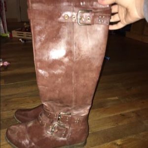 Brown knee high boots